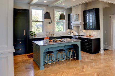 European-Inspired Custom Kitchen Island and Cabinetry