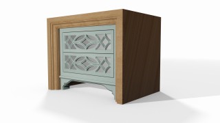Two Paint Rendering of Nightstand with Hidden Drawer