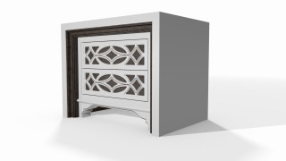 Black and White Paint Rendering of Nightstand with Hidden Drawer