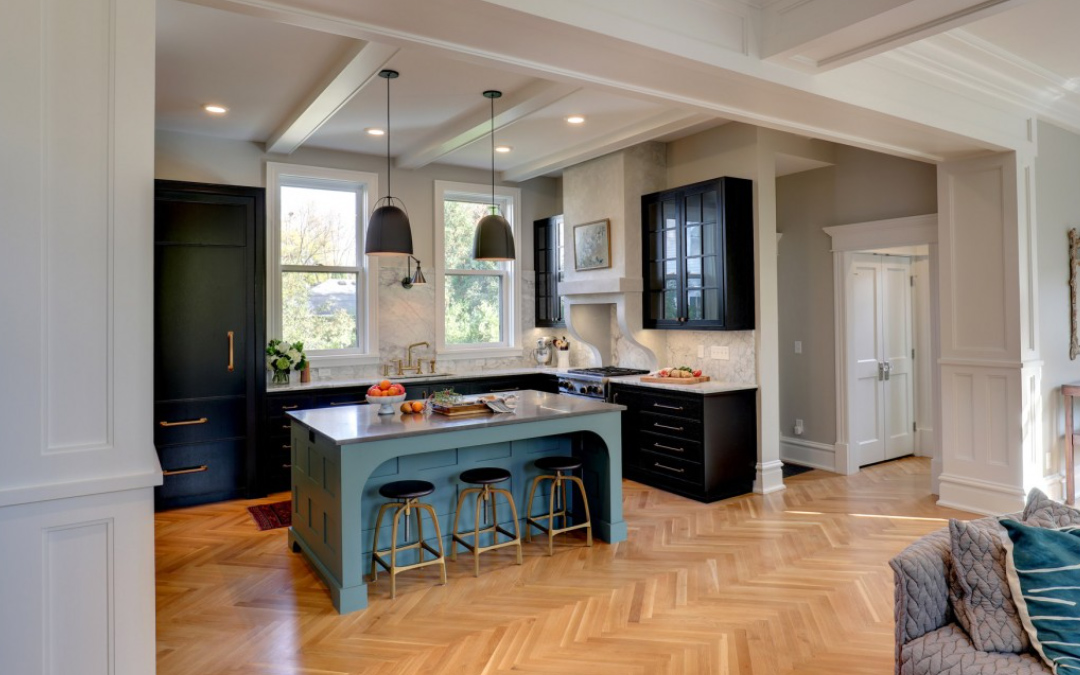 European-Inspired Kitchen Cabinets and Island