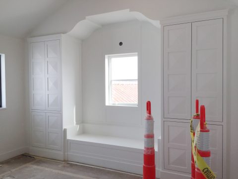 Shaped Sheet Rock with Custom Built-Ins