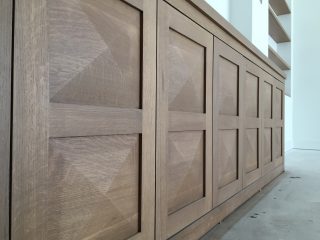 Detailed Photo of Diamond Doors on Media Cabinet