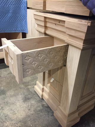 Custom-Pattern Drawer Interior on Center Island