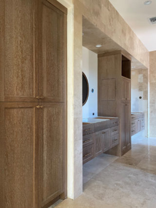 Custom Bathroom Cabinets with Cerused Oak Finish and Dual Vanity in Arizona