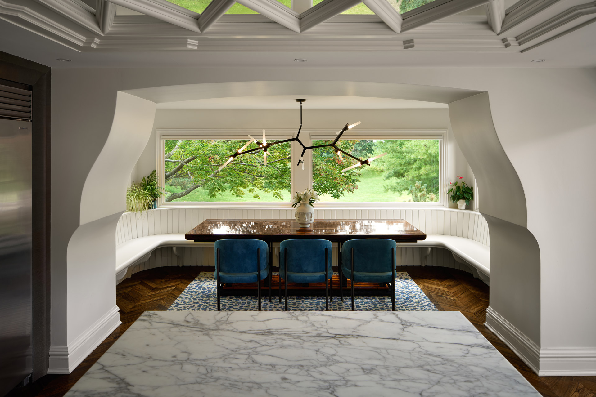 Custom Dining Room with Arch Shaped Walls