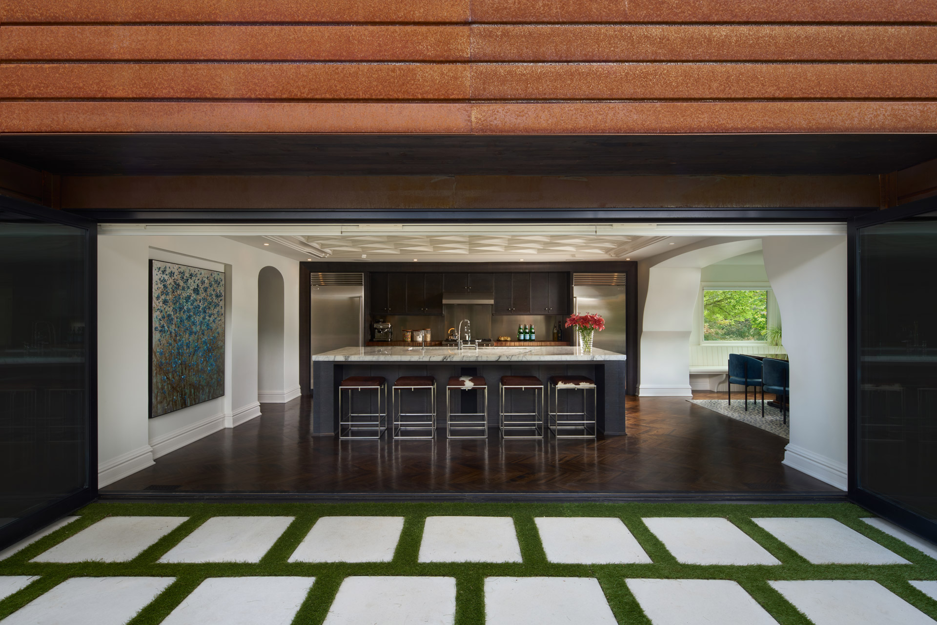 Indoor and Outdoor Kitchen and Patio Area